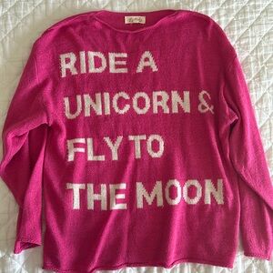 NWOT Listicle ride a unicorn legging friendly sweater